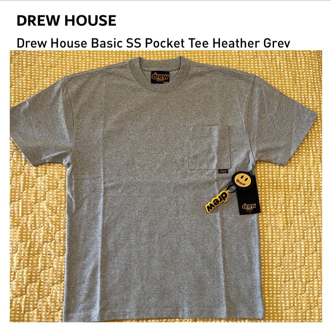 NWT! Drew House Basic SS Pocket Unisex Tee T-Shirt In Heather Grey