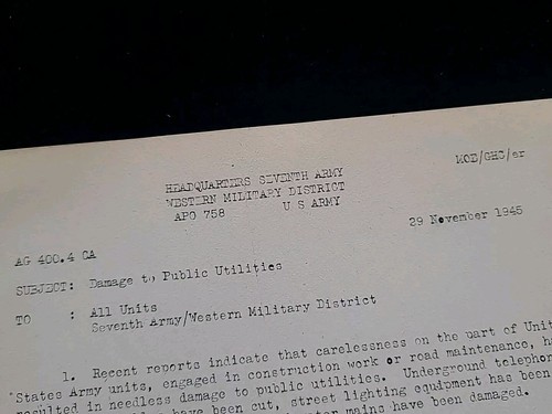 1945 Allemagne WWII Armée Américaine Guerre Militaire Document Troupe Dommages À - Photo 6 sur 16