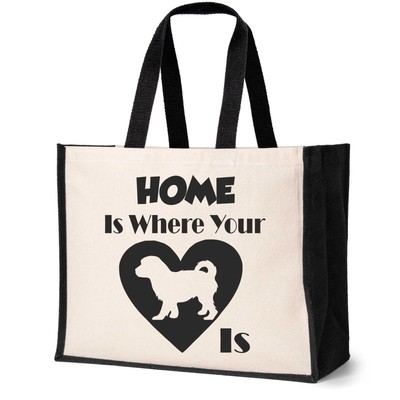 Home Is Where The Cavachon Is Tragetasche Hundeliebhaber Damen Canvas Shopper