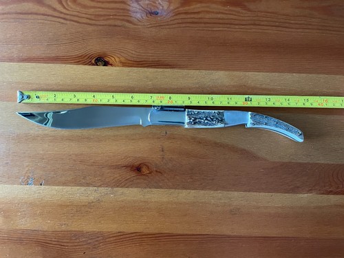 Coltello pieghevole Navaja stile arabo 6,5" bilancia corna di cervo con cricchetto - Spagna - Foto 4 di 13