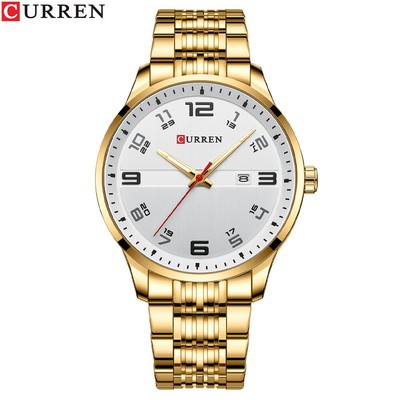 CURREN Men's Quartz Luxury Watch Stainless Steel Luminous Calendar Wristwatch