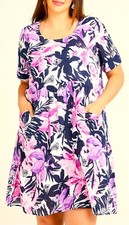 TS TAKING SHAPE VIRTU plus size S / 16 Cotton Tropical Pocket Dress NWT rrp$130!