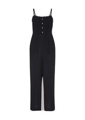 Whistles Nadia Jumpsuit gerafft UK 6 neu mit Etikett schwarz Träger Stretch klassisch UVP 139