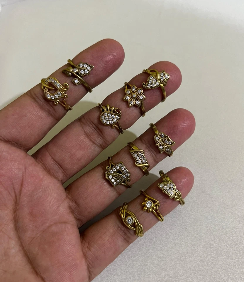 ¡VENTA A GRANEL!! Anillo mezcla latón con topacio blanco lote al por mayor EE. UU. talla 6-8 Foto 3 de 4