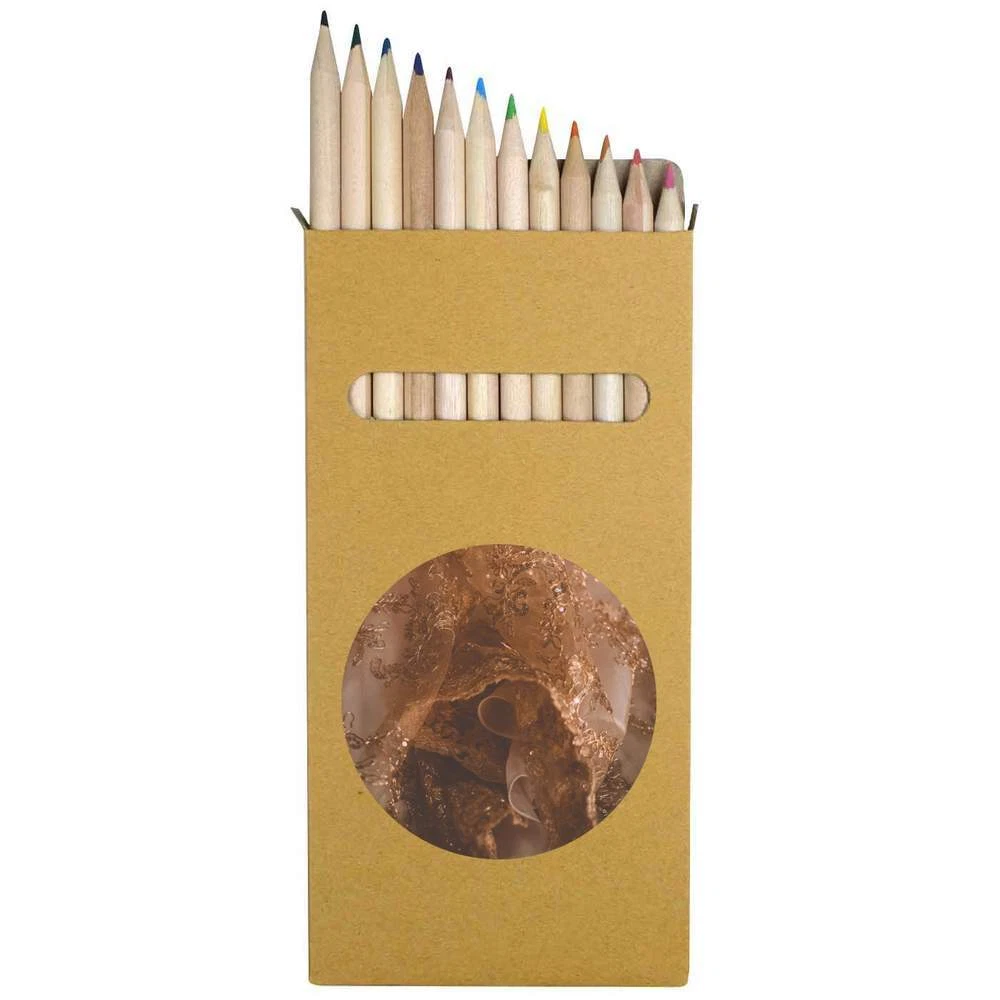 12 x Fancy Fabric Long 178mm Coloured Pencils Pencil Set PE00004162