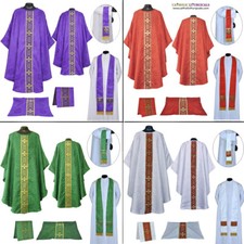 Set of 4 PURPLE, GREEN, RED WHITE Gothic Chasuble Mass Set, Gothic Vestment