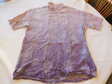 Pierre Cardin Men's Short Sleeve Button Up Shirt Size L large Purple Palm Trees