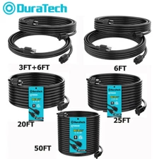 DuraTech 50 ft/25ft/20ft/6ft/3 ft Extension Cord Outdoor 16/3 SJTW 13 Amps Black