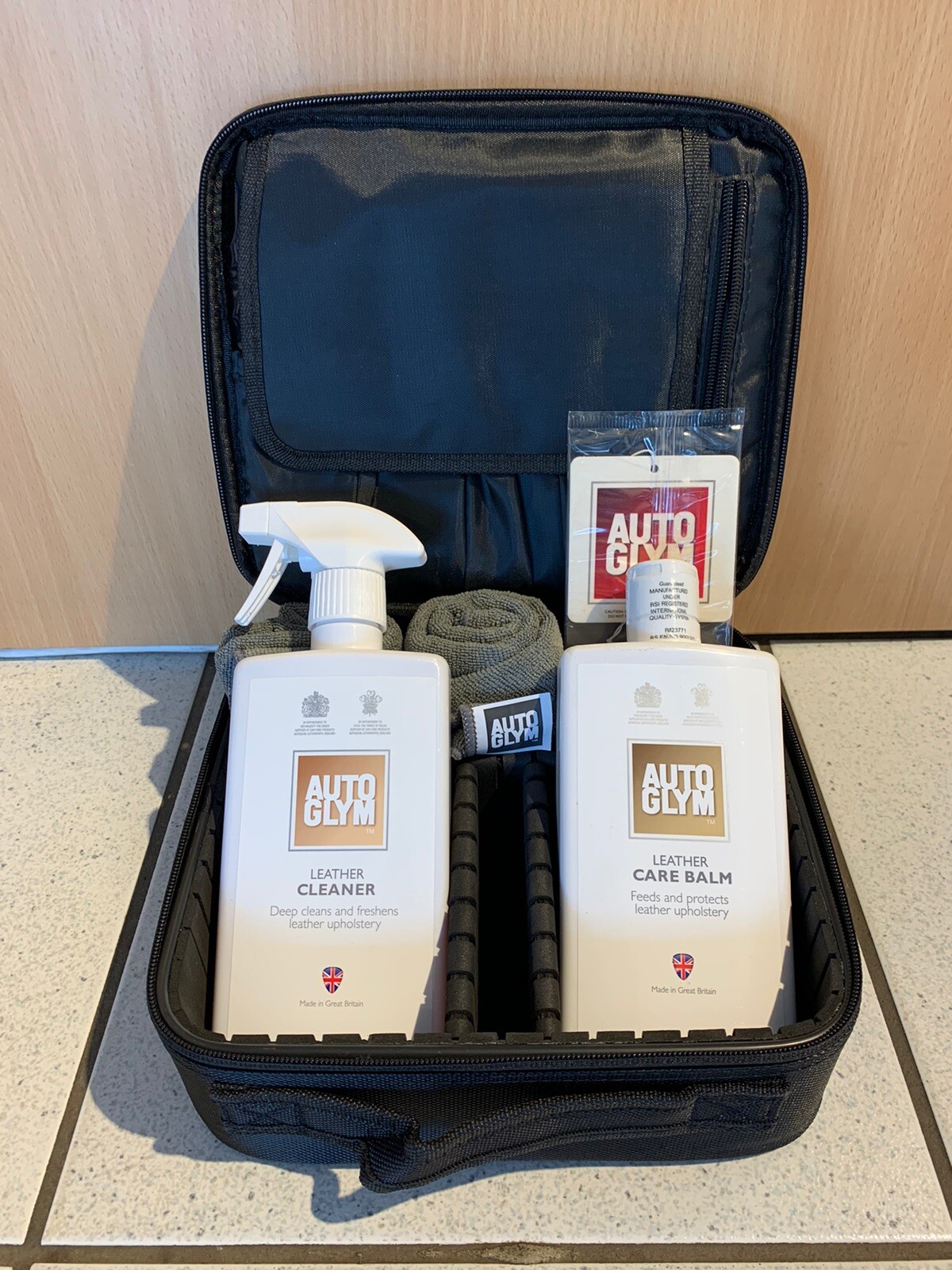 Genuine AUTOGLYM 6 Piece LEATHER CLEANING BALM VALETING BAG KIT CAR SET