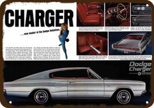 1966 DODGE CHARGER 383 Car & 426 HEMI Vintage-Look DECORATIVE REPLICA METAL SIGN