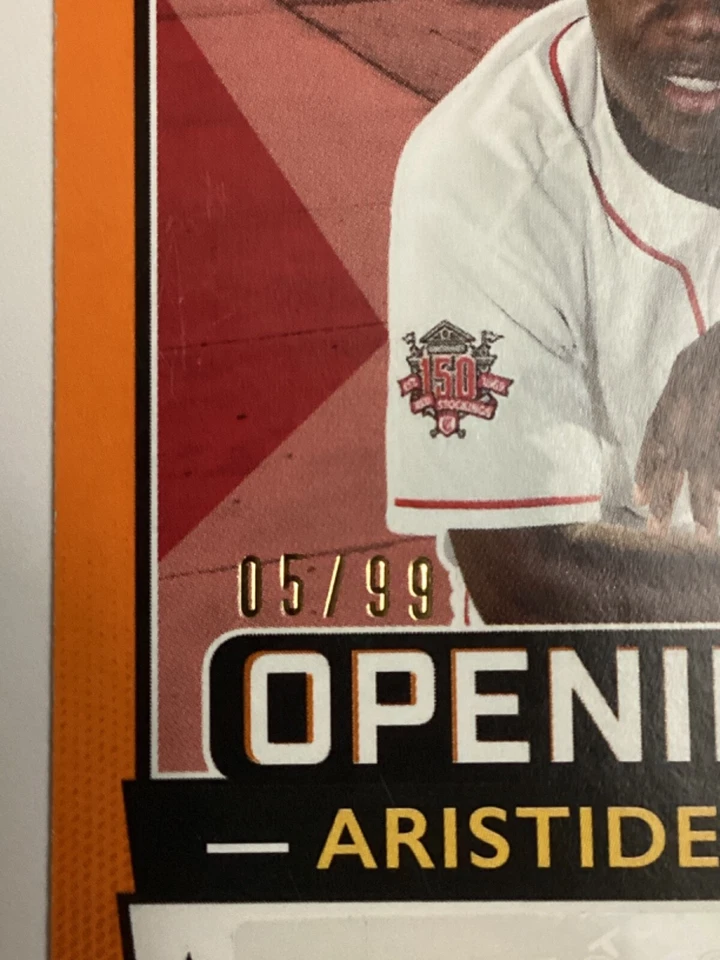 2020 Topps Big League Opening Act Auto Aristides Aquino Orange /99  Rookie RC Sp - Image 2 of 3