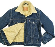  HOT VTG Men's LEVI'S 71500 TRUCKER SHERPA LINED Denim JACKET Jeans L  Fit S 