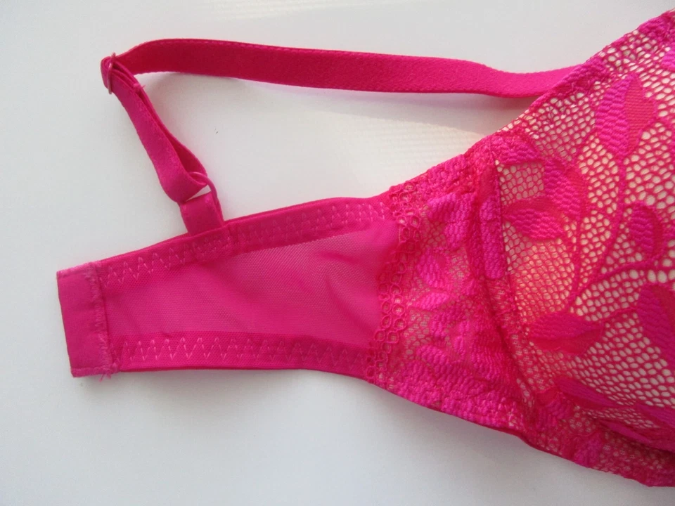 Betsey Johnson 723801 Starlet Lace Balconette UW Bra Hot Pink 32DD B315.DD32 - Image 3 of 4