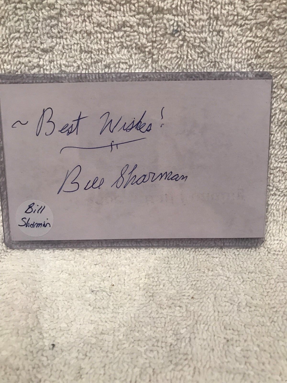 BEAUTIFUL Bill Sharman Autographed 3x5 Index Card, Boston Celtic