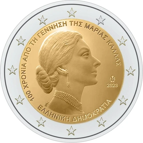 Greece 2023 coin 2 euro x 25 pcs one roll Birth of Maria Callas