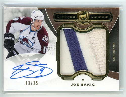 2014-15 UD THE CUP LIMITED LOGOS GAME USED PATCH AUTO /25 SP JOE SAKIC - AVS HOF