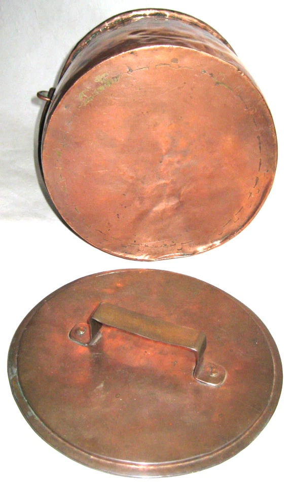 ANCIEN POT EN CUIVRE AVEC COUVERCLE OLD COPPER JAR Pote de cobre Topf in Kupfer - Photo 3/3