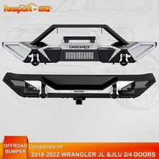 Front /Rear Bumper for 07-2018 Jeep Wrangler JK JKU Unlimited 2/4 Doors +D-rings