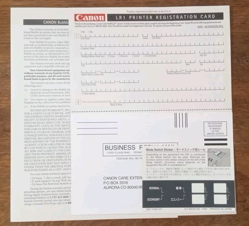 Canon 🖨️ '1999 LR1 Print station Color Bubble Jet Printer "Users Manuals + - Image 4 of 4