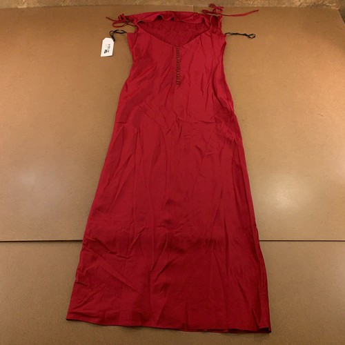 InStyle Womens US Size 10 Dark Red Satin Strappy Cowl Neck Maxi Slip Dress NWT - 第 5/13 張圖片