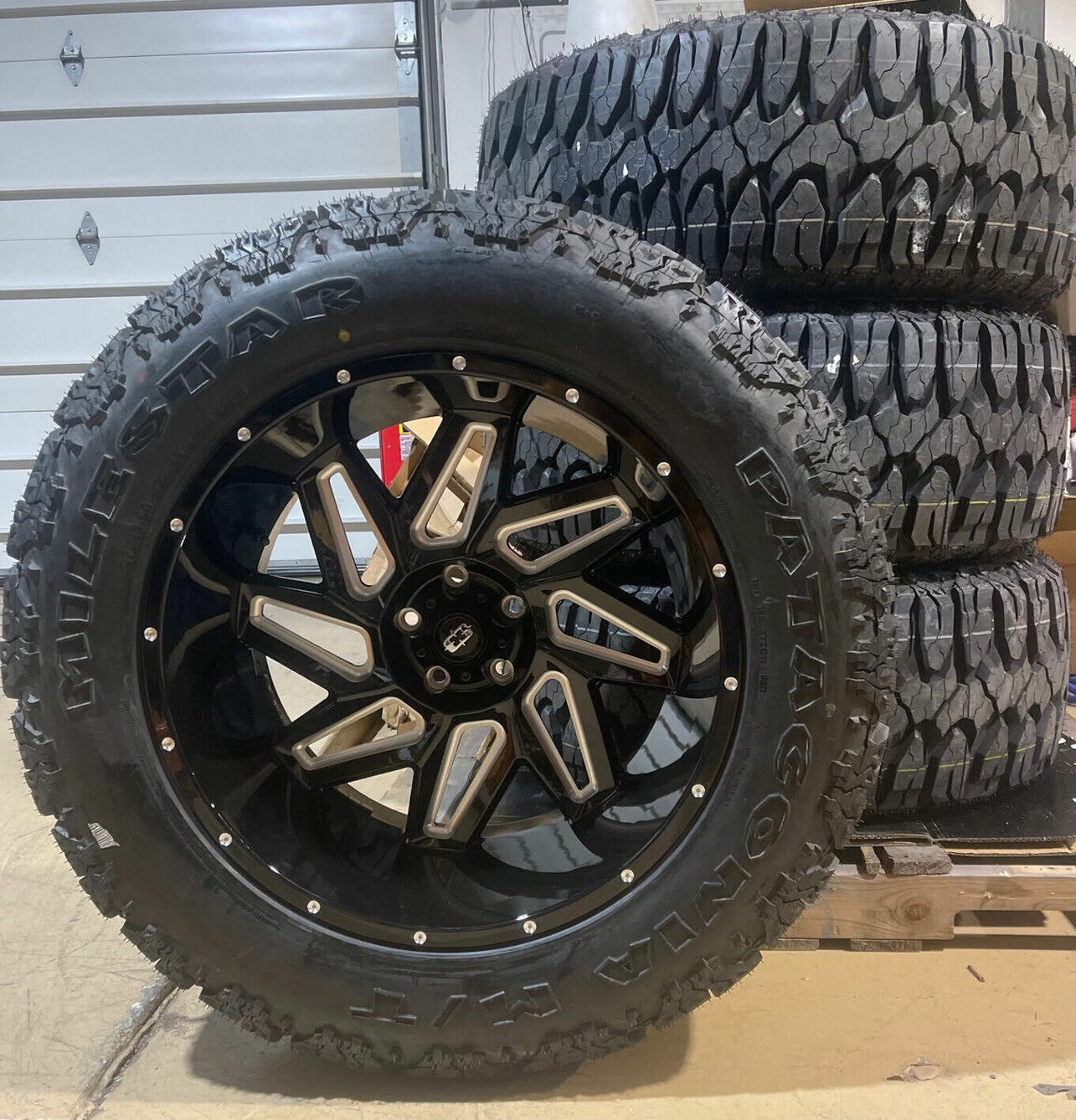 5) 22x12 Vision Spyder Black Wheels 37