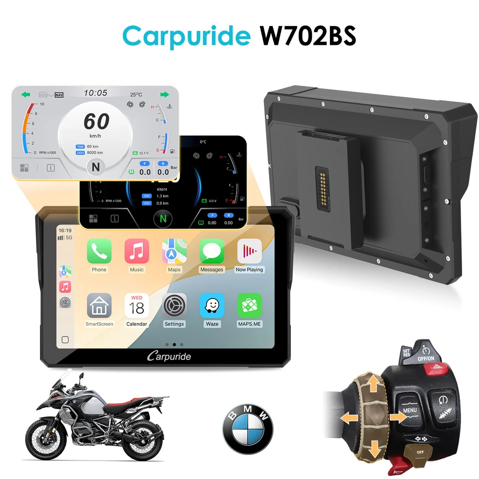 Carpuride W702BS Carplay AndroidAuto BMW Moto Stereo OEM Transmission Controller