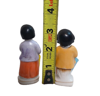 Japanese Man & Woman Figurines Red Letter Japan Set of 2 Vintage