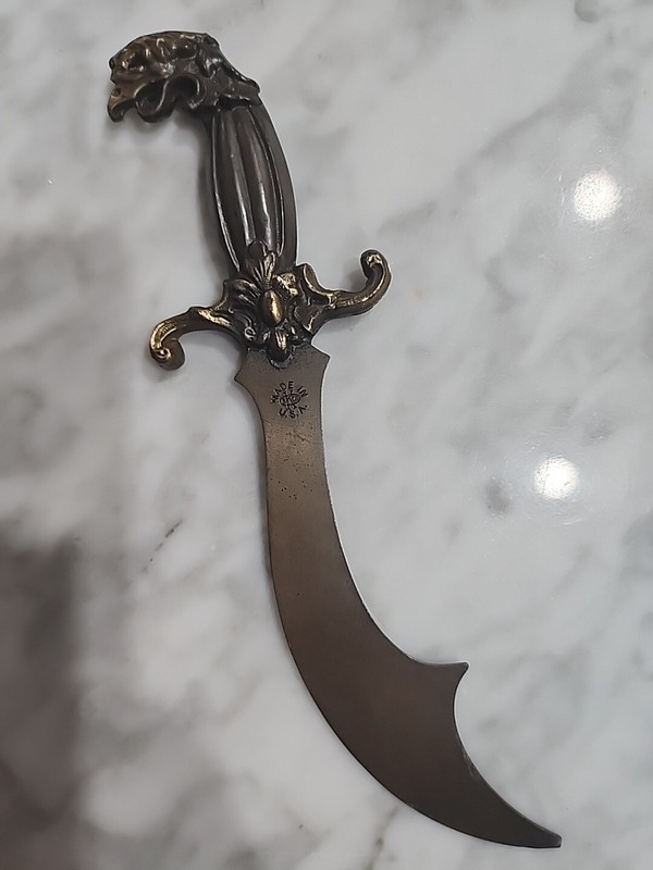 Letter Opener Paper Knife Antique USA St Louis Brass Filigree Bird