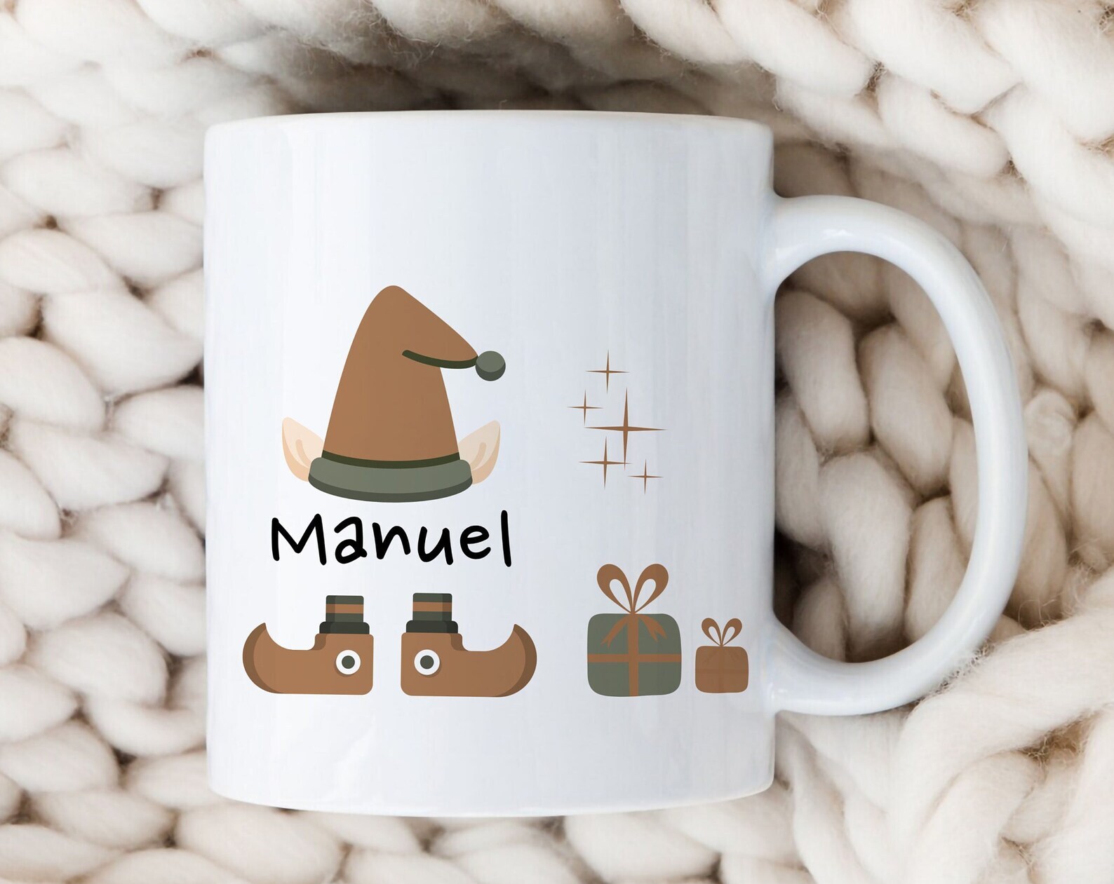 Christmas Mug Personalized Santa's Elf Winter Holiday Gift For Her Xmas Coffee