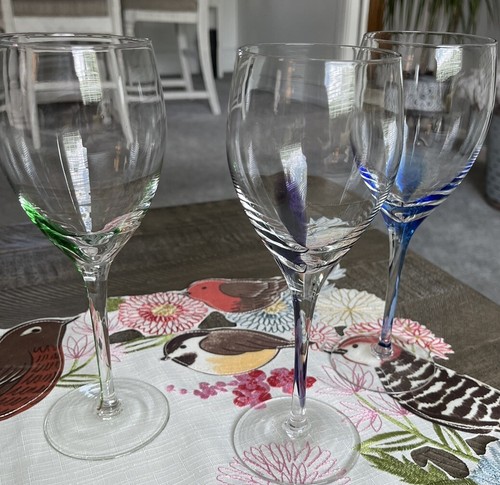 Set Of 3 Retired Pier 1 EMMIE TEAR DROP Wine Glass/ Goblet • Chardonnay - 第 1/7 張圖片
