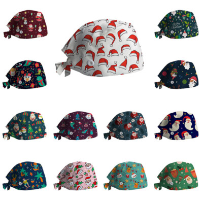 Buckle Nurse Christmas Printing Doctors Baotou Cap Doctor Hat Surgical ...
