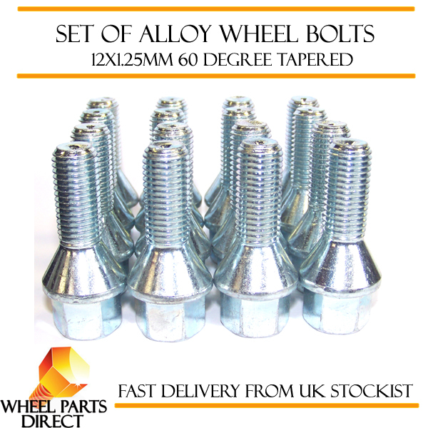 WheelPartsDirect Locking Wheel Bolts – 12x1.25 Tapered Nuts For Fiat Bravo Mk2 (2007-2016)