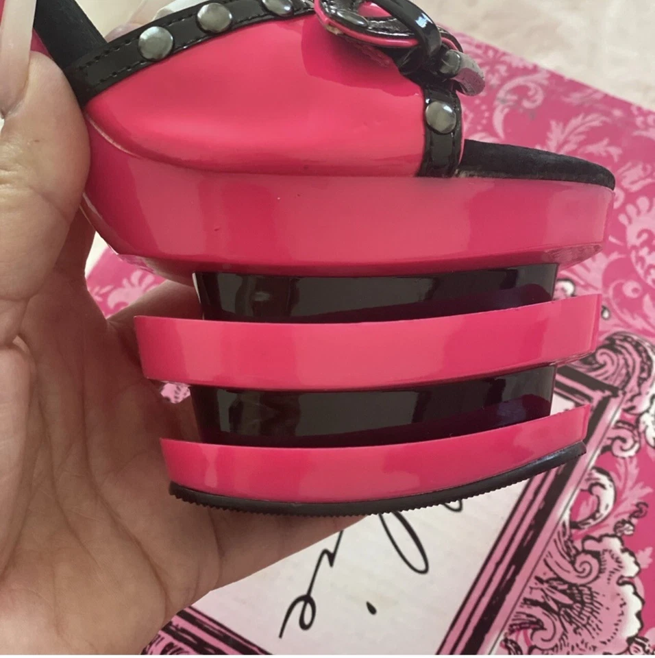 Ellie Shoes Pink Platform Heels 7 Inch Stilettos Buckle Straps Size 7 NIB - Image 3 of 4