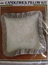 1983 Candlewick Pillow Kit Rose Heart 14" x 14" CW02 MH Yarns Factory Sealed NEW