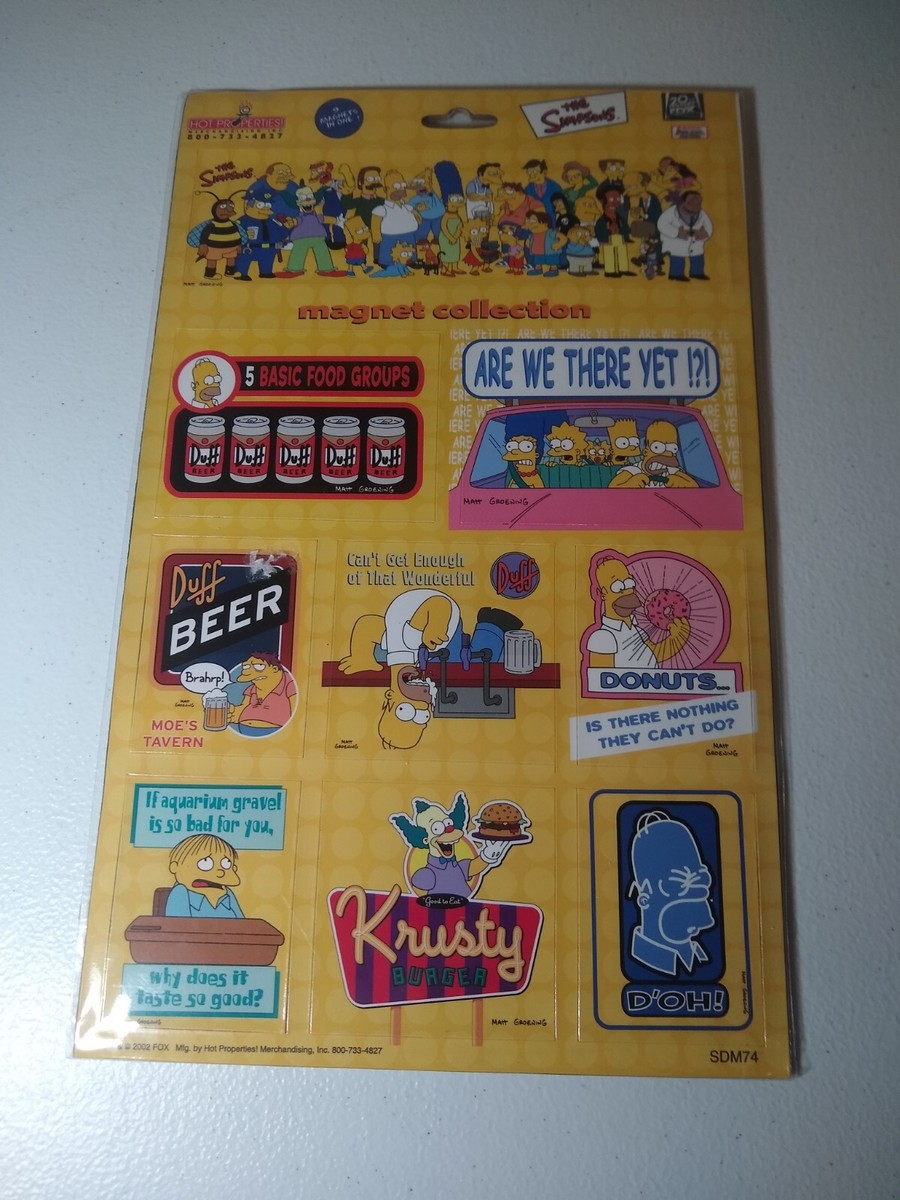 2002 HOT PROPERTIES THE SIMPSONS 9 MAGNET COLLECTION NEW IN