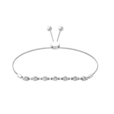 Sterlingsilber natürlicher runder Diamant Bolo Armband 7'' Geschenk zum Muttertag