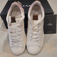 Image of Coach C101 Low Top White & Pink Leather  Trainers UK6.5 EU39.5 BNIB rrp £175