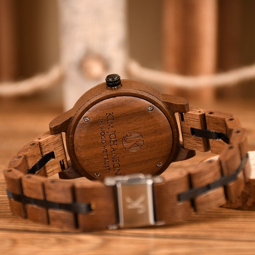 KIM JOHANSON DAMEN HOLZ ARMBANDUHR *BELLA* AUS EBENHOLZ GLIEDERARMBAND QUARZUHR - Bild 7 von 10