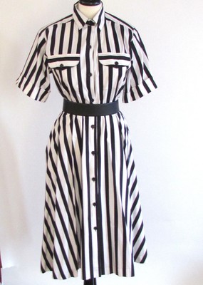 black and white striped vintage dress