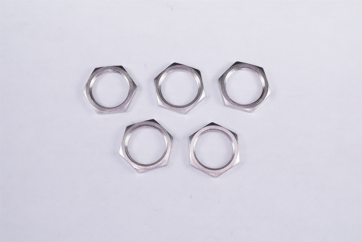5 écrous Hexagonaux Eaton 15/32-32 - Filetage Fin, Nickelé, Laiton