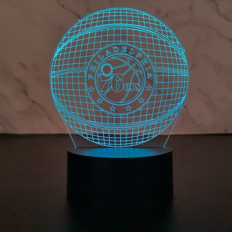 Lámpara táctil Philadelphia 76ers 7 colores LED luz nocturna decoración del hogar ventilador regalo