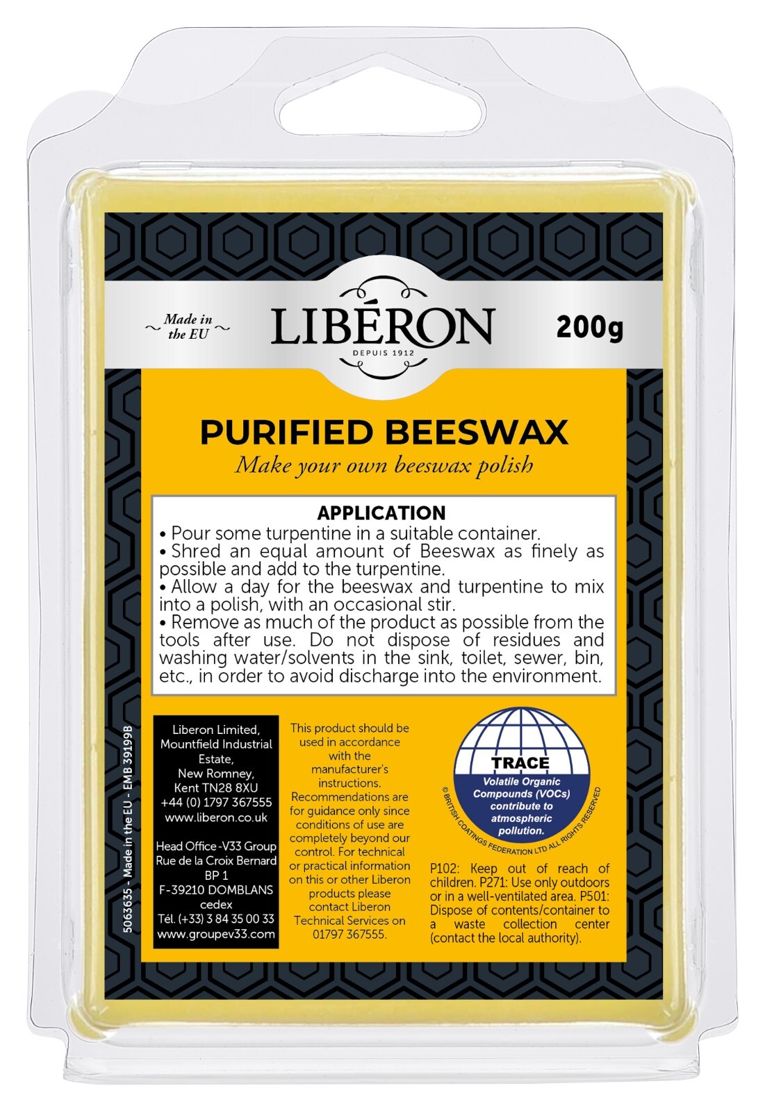 Liberon Purified Beeswax 200g
