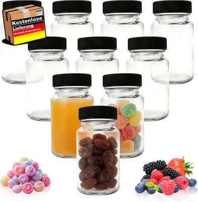 Mini Shotflaschen 60ml zum Befüllen für Saft Schnaps und Süßigkeiten, umweltfreu
