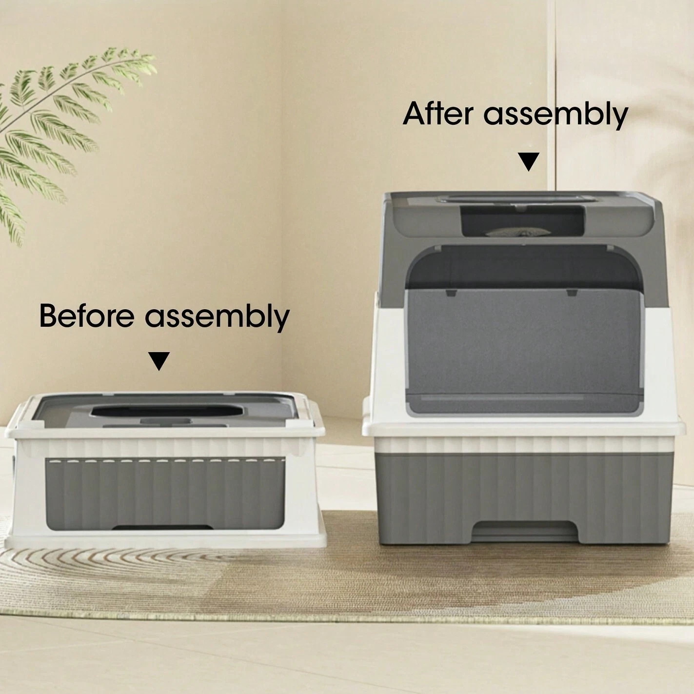 Fully Enclosed Extra Cat Litter Box Large Drawer Style with Scoop Foldable