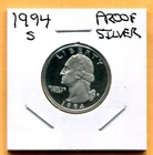 Gem 1994-S Proof Cameo Silver Washington Quarter - Free Shipping