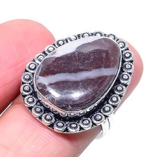 Peanut Wood Jasper 925 Sterling Silver Gemstone Handmade Jewelry Ring 8" NS 6475