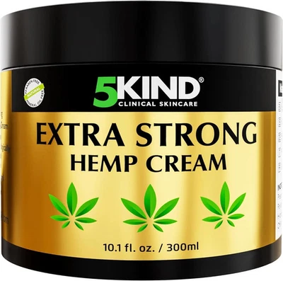 5KIND CLINICAL SKINCARE 5Kind Extra Strong Hemp Cream 300Ml - High Strength Hemp Oil and Arnica Cream -