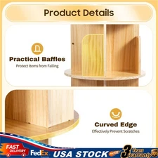 Rotating Bookshelf Cylindrical Wooden Book Rack 6 Tier Plants Storage Display