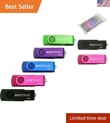 Versatile 5-Pack 8GB USB 2.0 Flash Drives - Perfect for Data Storage & Transfer