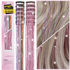 Clip in Hair Tinsel 20 Inch Glitter Tinsel Hair Extensions Fairy Hair Tinsel for